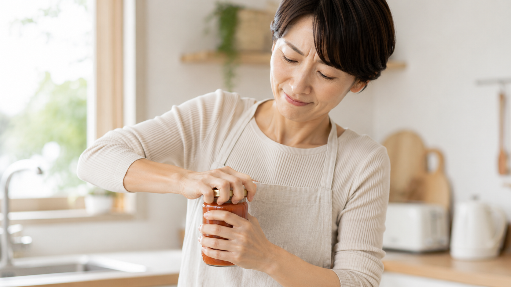ビンのフタが開けにくい様子