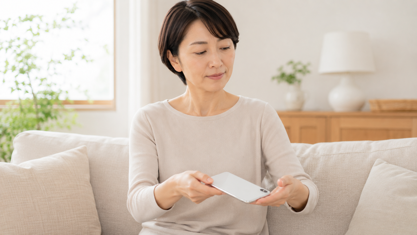 スマホを持ち替えている様子