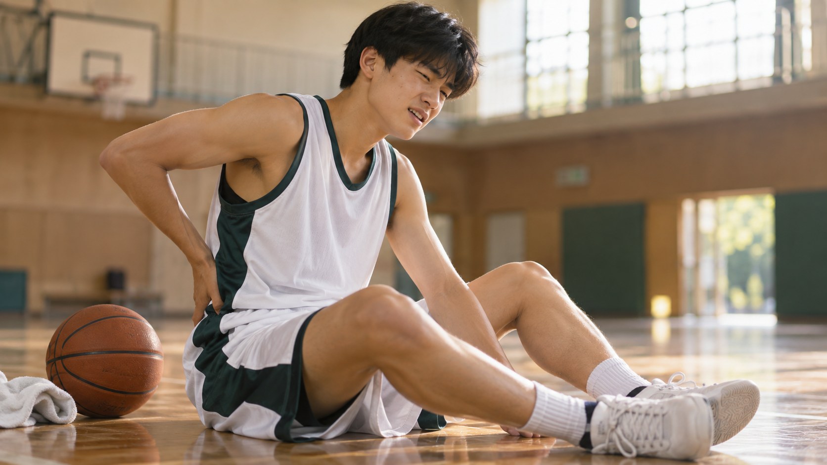 部活で腰を痛めた高校生