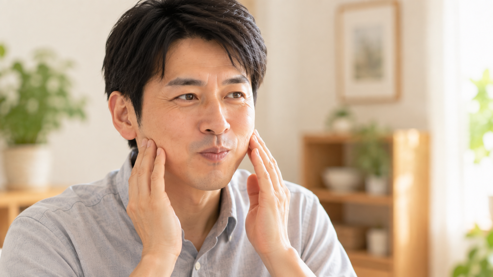 左右どちらで噛んでいるか意識している様子